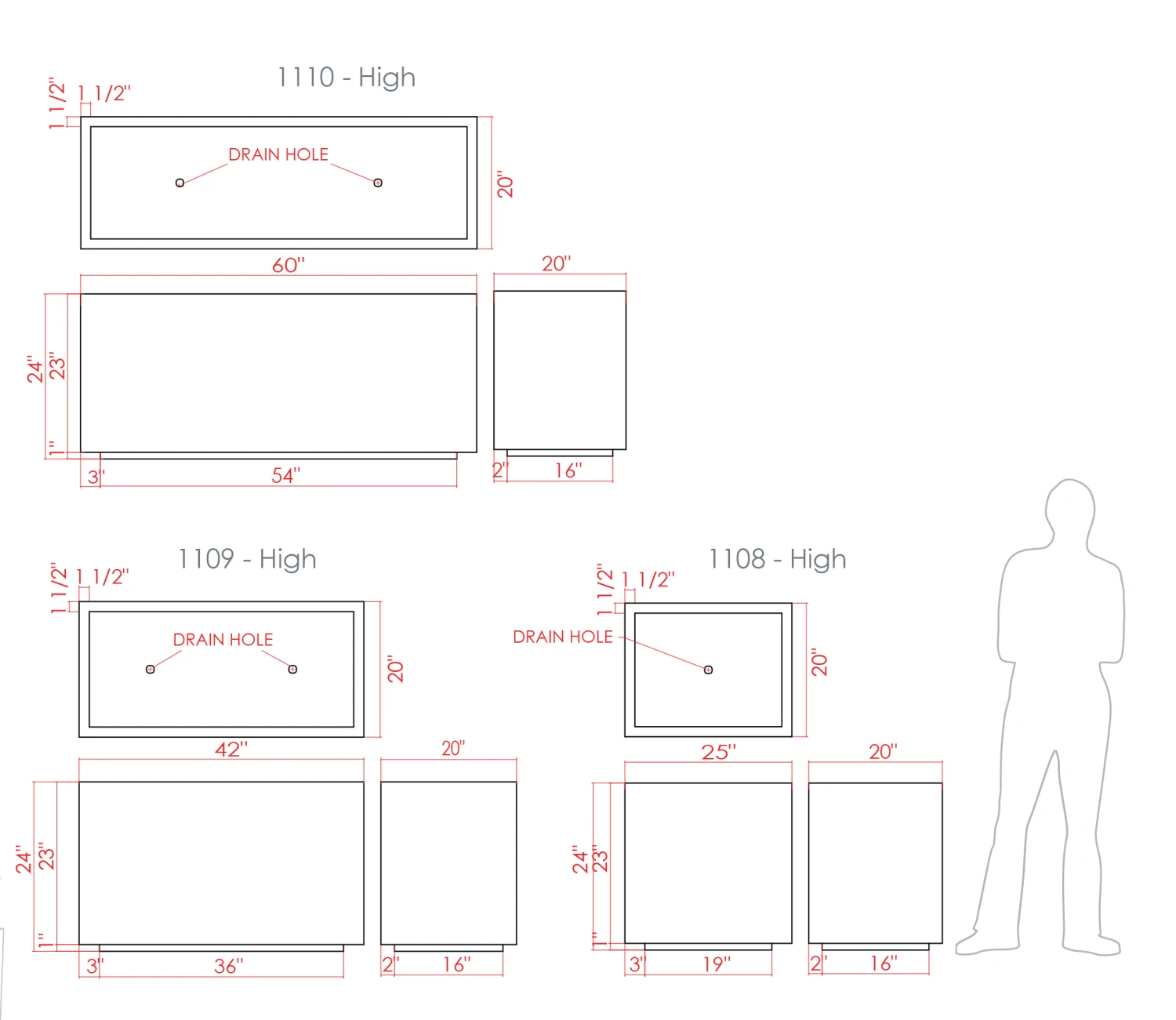 High Rectangle Planter 2 High Rectangle Planter - Image 2