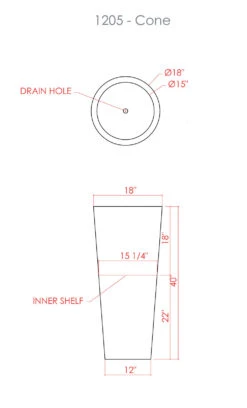 Cone Planter 5 Cone Planter -Garden Decoration Store 1205 CONE SPEC SHEET 23918.1678829548