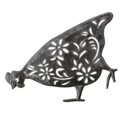 Floral Hen Metal Wall Art