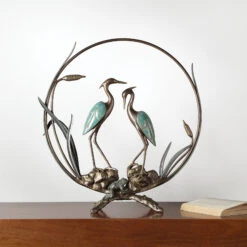 Heron Metal Sculpture With Base