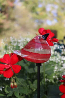 Set Of 3 Glass Birds 18" H Stakes - Blue, Green, Red -Garden Decoration Store SPI 76057R 77186.1677253644