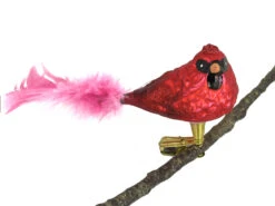 Cardinal Bird Blown Glass Ornament