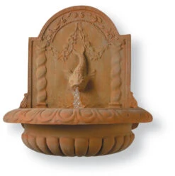 Great Dolphin Wall Fountain With Bowl - Terracotta