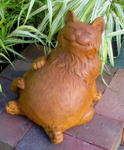 Reclining Happy Fat Cat Statue